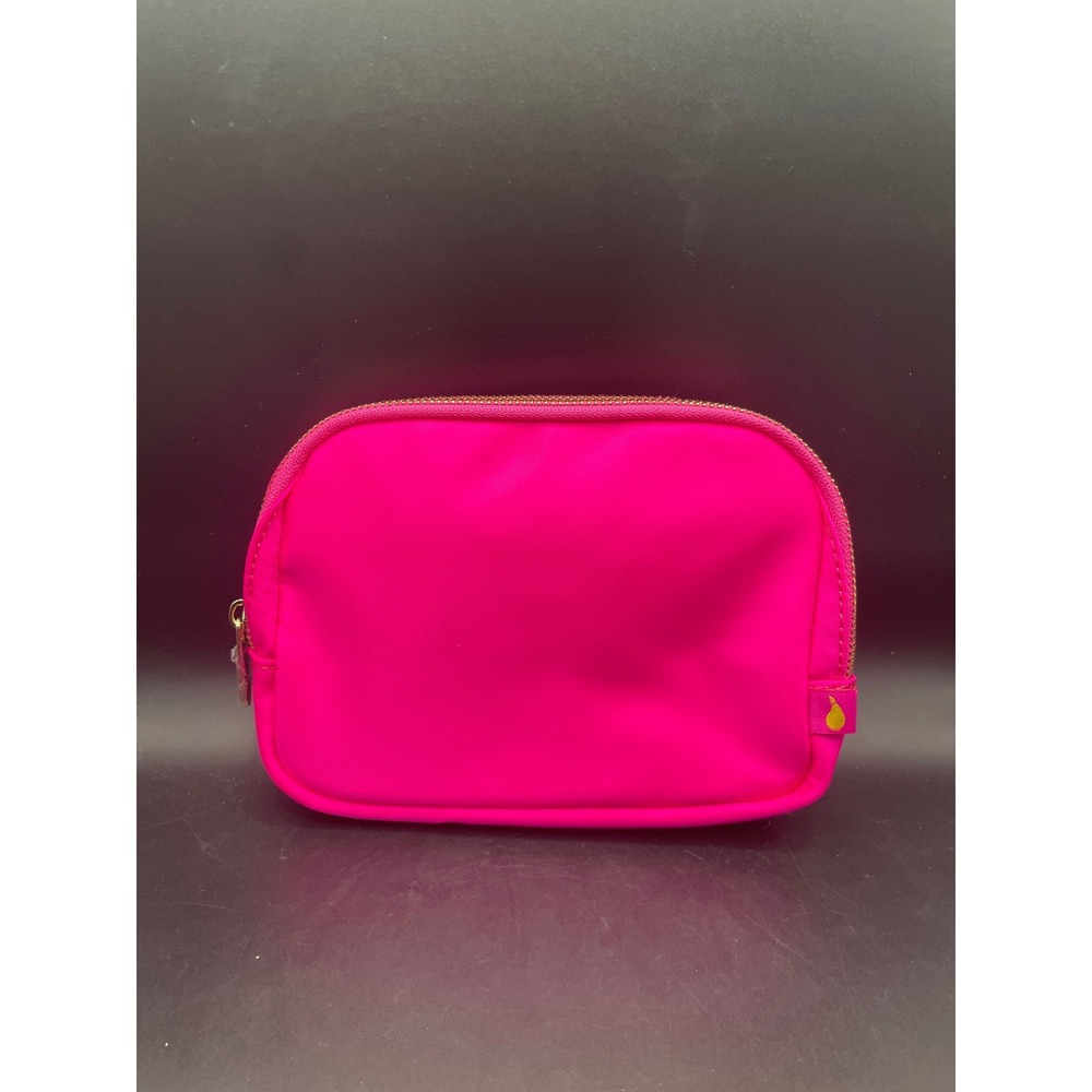 Threaded Pear Belt Bag Neon Pink Nylon Fanny Pack Gold Hardware Adjustable Strap